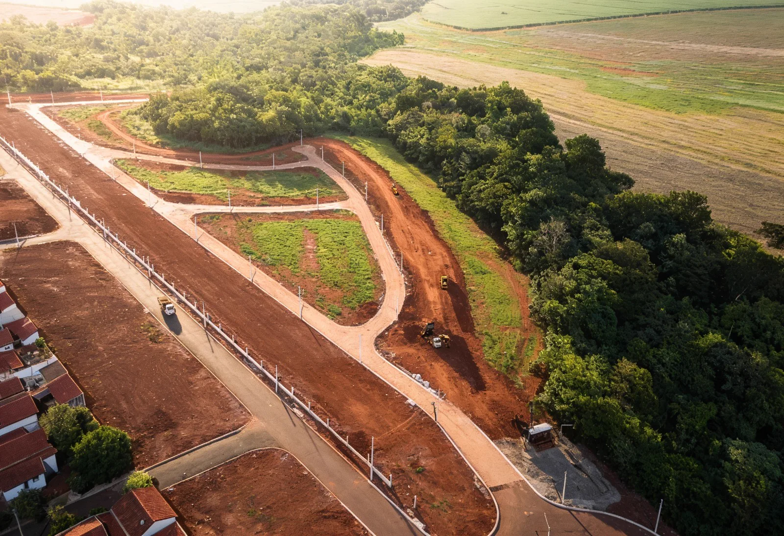 Obras Vista Residence — ruas e demarcação dos lotes